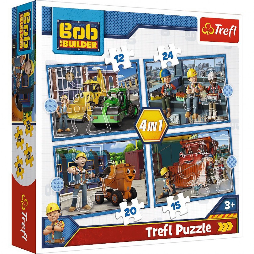 Trefl Puzzle 4w1 Pracowity dzień Bob Budowniczy