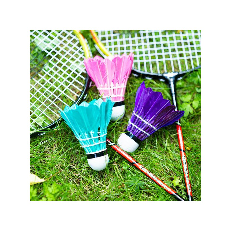 Lotki lotka do badmintona piórowe NILS 3 sztuki kolorowe